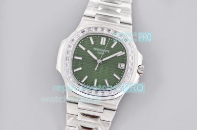 3K Factory Swiss Patek Philippe Nautilus 5711 Olive Green Dial Diamond Bezel 40MM Watch